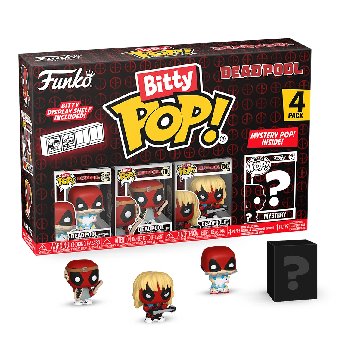 FUNKO BITTY POP! MARVEL DEADPOOL - SLEEPOVER, LARP, HEAVY METAL ¿?, 84962, FIGURA DE 2 CM, COLECCIONABLE DE VINILO, ENVÍO URGENTE 24-48 HORAS PENÍNSULA, TIENDA CON LICENCIA OFICIAL, DISNEY,