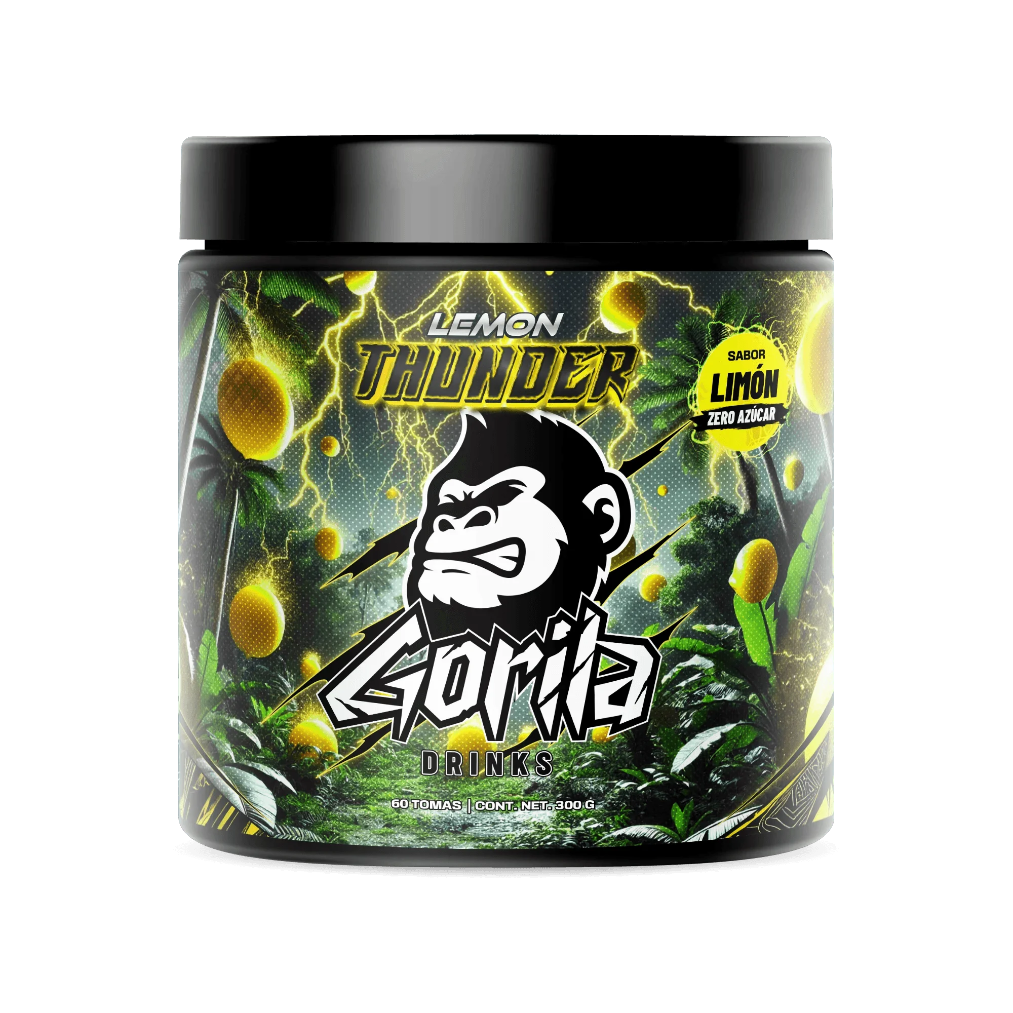 LEMON THUNDER - Bebida Energética en Polvo Sin Azúcar Sabor Limón - 300gr (60 tomas) - GORILA DRINKS®