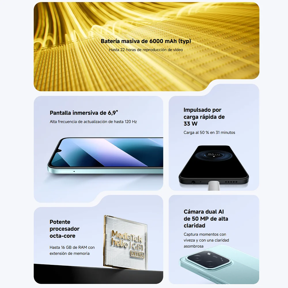 POCO C85 Smartphone, 6.9" Dot Drop Display 120Hz, 6000mAh Battery, 50MP Camera, MediaTek Helio G81-Ultra, IP64, Xiaomi HyperOS 2, NFC, Dual SIM, Global Version - 6GB+128GB / 8GB+256GB, Perfect for Daily Use.