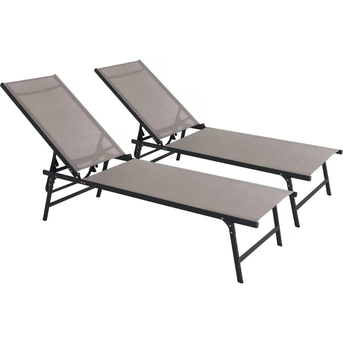 Habitat y Jardin - Juego de 2 tumbonas metálicas "Sublima" - 180 x 54 x 104 cm - Color topo