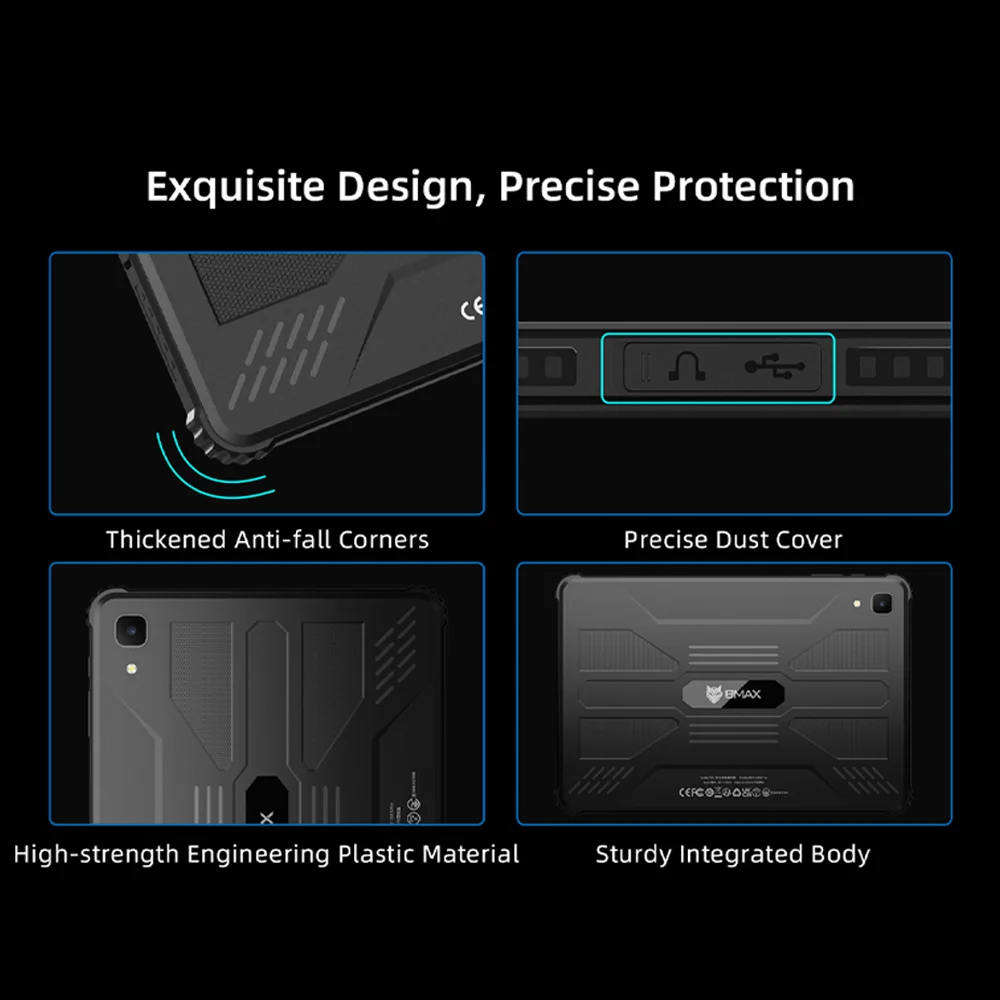BMAX i10S Pro Tablet Rugerizada IP68 Antichoque Agua Polvo 10.1″ 1920×1200 14GB+128GB T616 10000mAh Android 14 4G 4