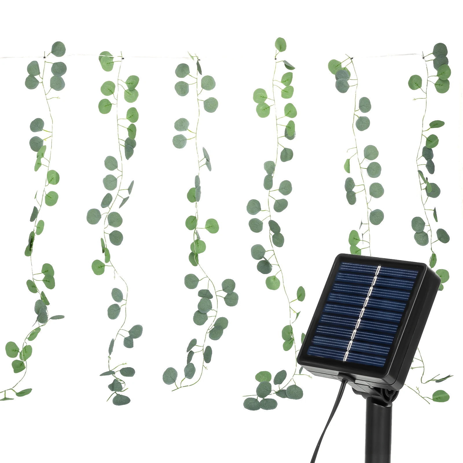 Aigostar Cadena de Luces LED Solares 3M+1*1M, 70 LEDs, Guirnaldas de Hiedra Artificial con Hojas, IP65 Impermeable, Blanco Cálido. Decoración para Exteriores e Interiores