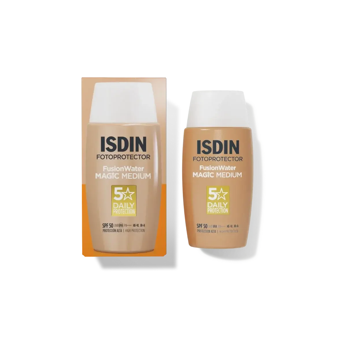 Isdin Fusion Water Color Medium FPS 50 - Protector Solar Facial con Color, Textura Ultradiscreta y Protección Alta, 50 ml