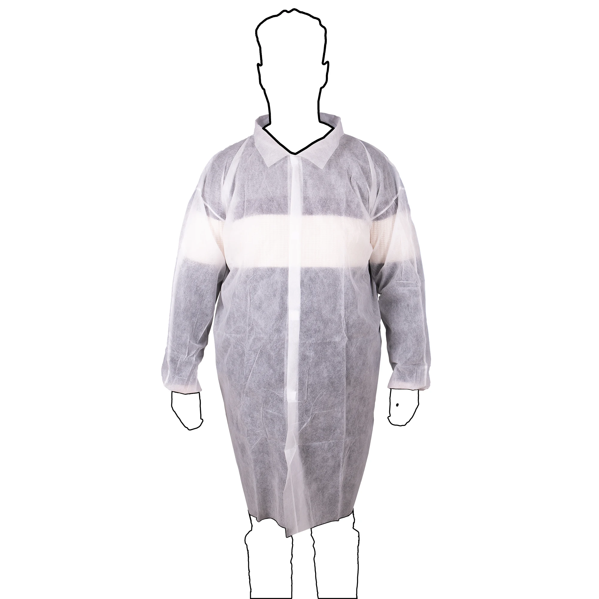 Cofan Bata blanca desechable | Material: polipropileno | Cierre de velcro y puños elásticos | Color: blanco | Talla única | Bata para uso profesional