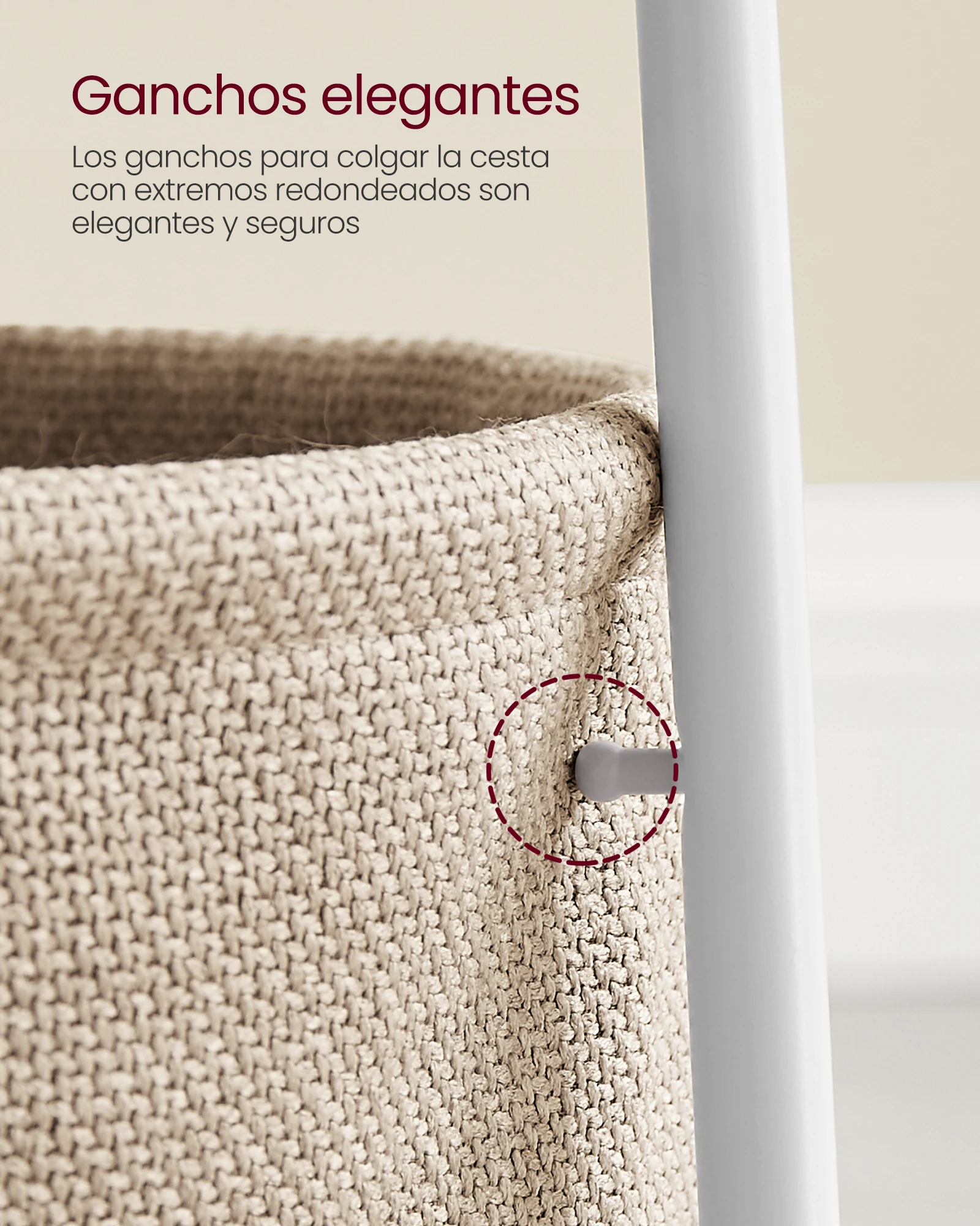 Vasagle side table, round side table with fabric basket, spacious, for living room, bedroom, nightstand, modern style, matte white and brown camel/pale blue/ice blue/natural beige and cream white/cement gray and cream white/black and