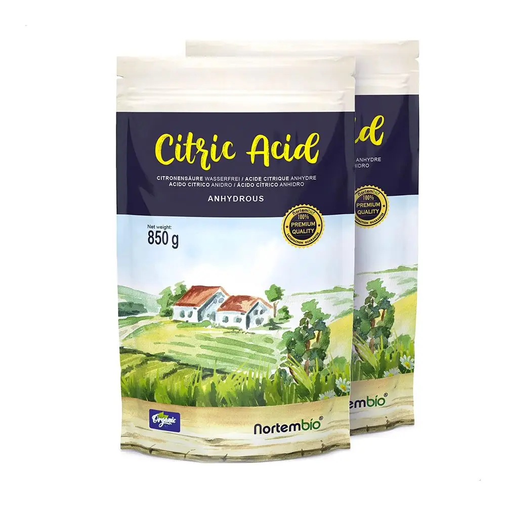 NORTEMBIO Ácido Cítrico 100% Puro Pack 2 x 850g | Quitamanchas, Desodorizador y Blanqueante | E-Book Incluido | Sin aditivo