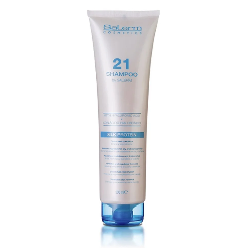 Champú Acondicionador Cabellos Secos y Dañados SALERM 21 Silk Protein con Ácido Hialurónico y Proteínas de Seda -  Salerm Cosmetics 300ml.