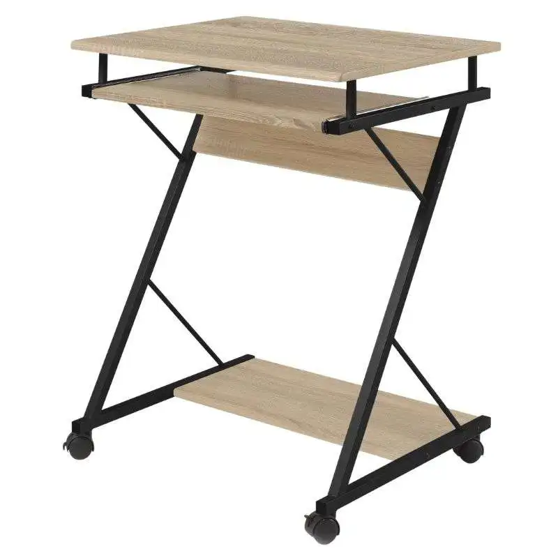 Modern Style Office Volta Computer Desk in Cambrian Oak and Black with Removable Tray 60 cm