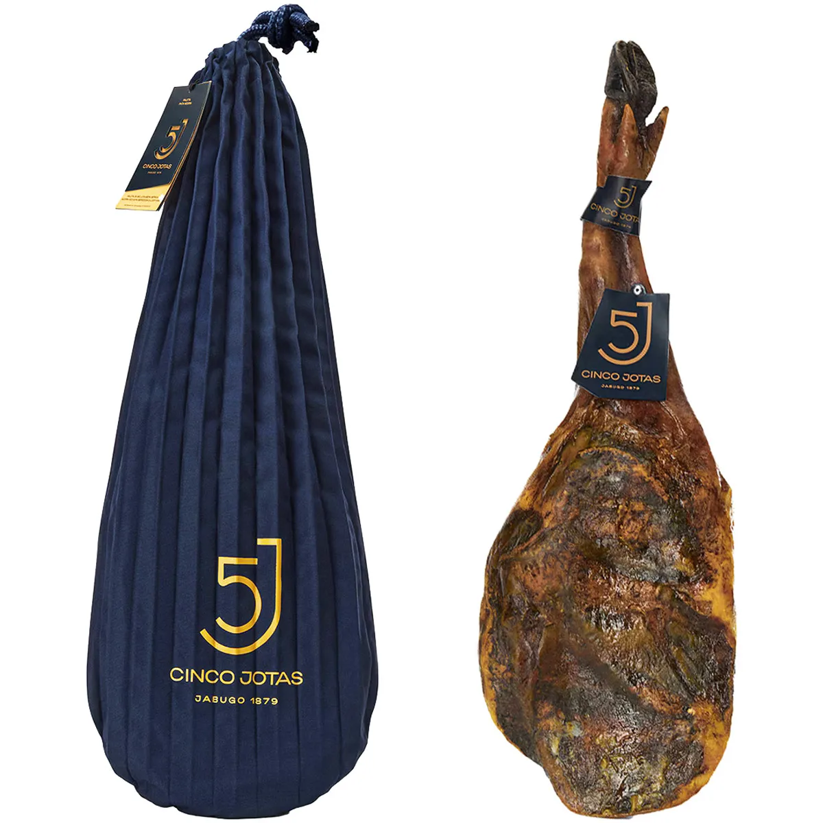 Cinco Jotas (5J) - Paleta de Bellota 100% Ibérica (5,5 - 6,0 kg) - Pieza Entera - Brida Negra / Pata Negra - Funda Azul