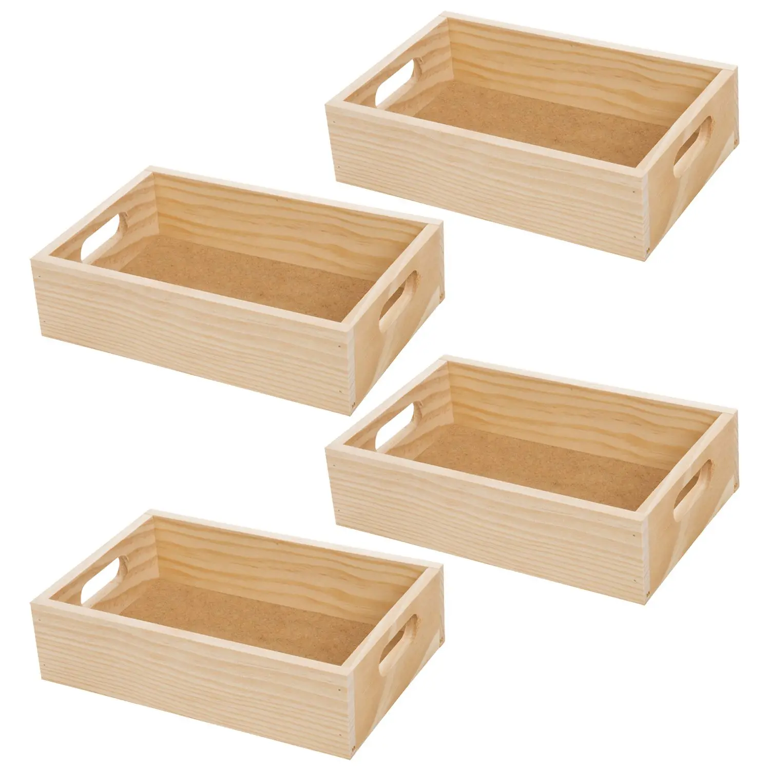 CM-decorative wooden boxes of Natural pine. Size: 22x15x6 cm. Packs to choose from 4 and 8 boxes. With handles. To store items or as ornament and home or garden design