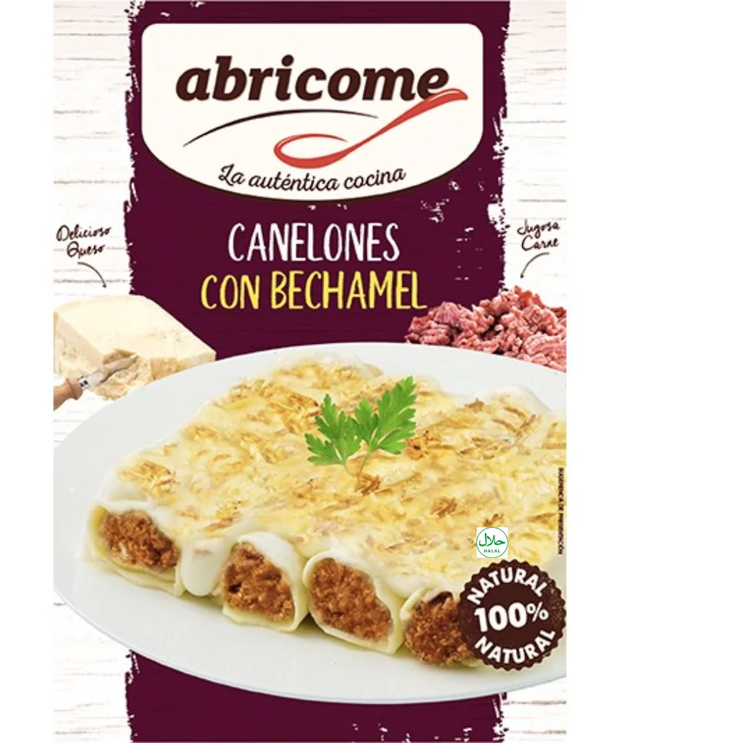 Bandeja de Canelones de Carne con Bechamel Abricome 380g - Alimento Instantáneo Listo para Comer