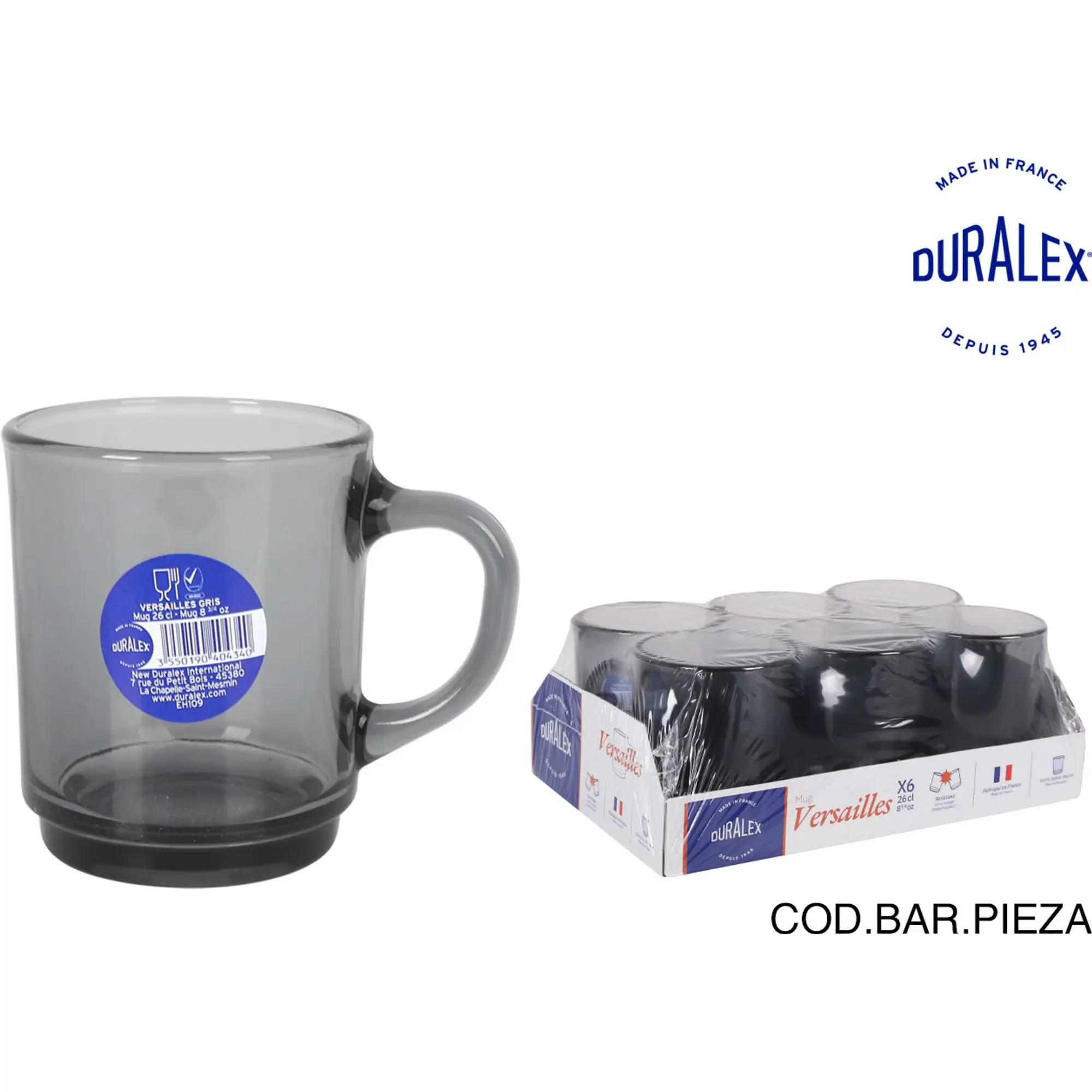 Inde-stackable Cup 26cl gray Range Versailles-ergonomic and durable-modern and sophisticated design #1