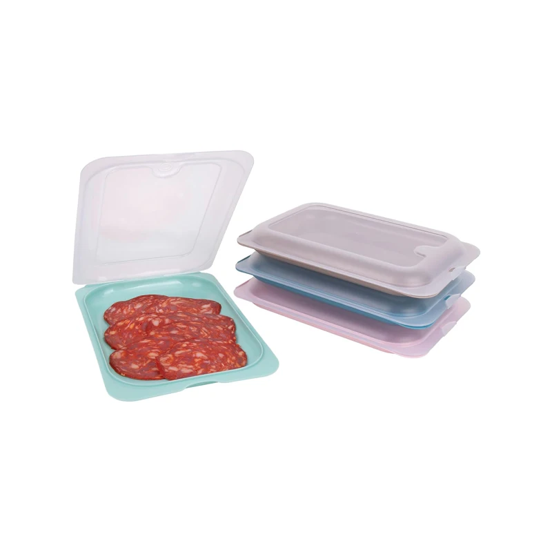 Image of Set of 4/6 units sausage and fresh food holders, bpa free, reusable, stackable, dishwasher and microwave safe, purple cod004