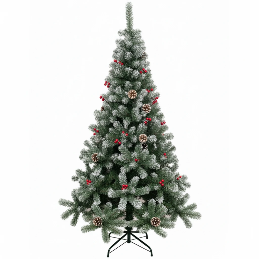 Árbol de Navidad Artificial Pino Nevado Premium con Piñas y 