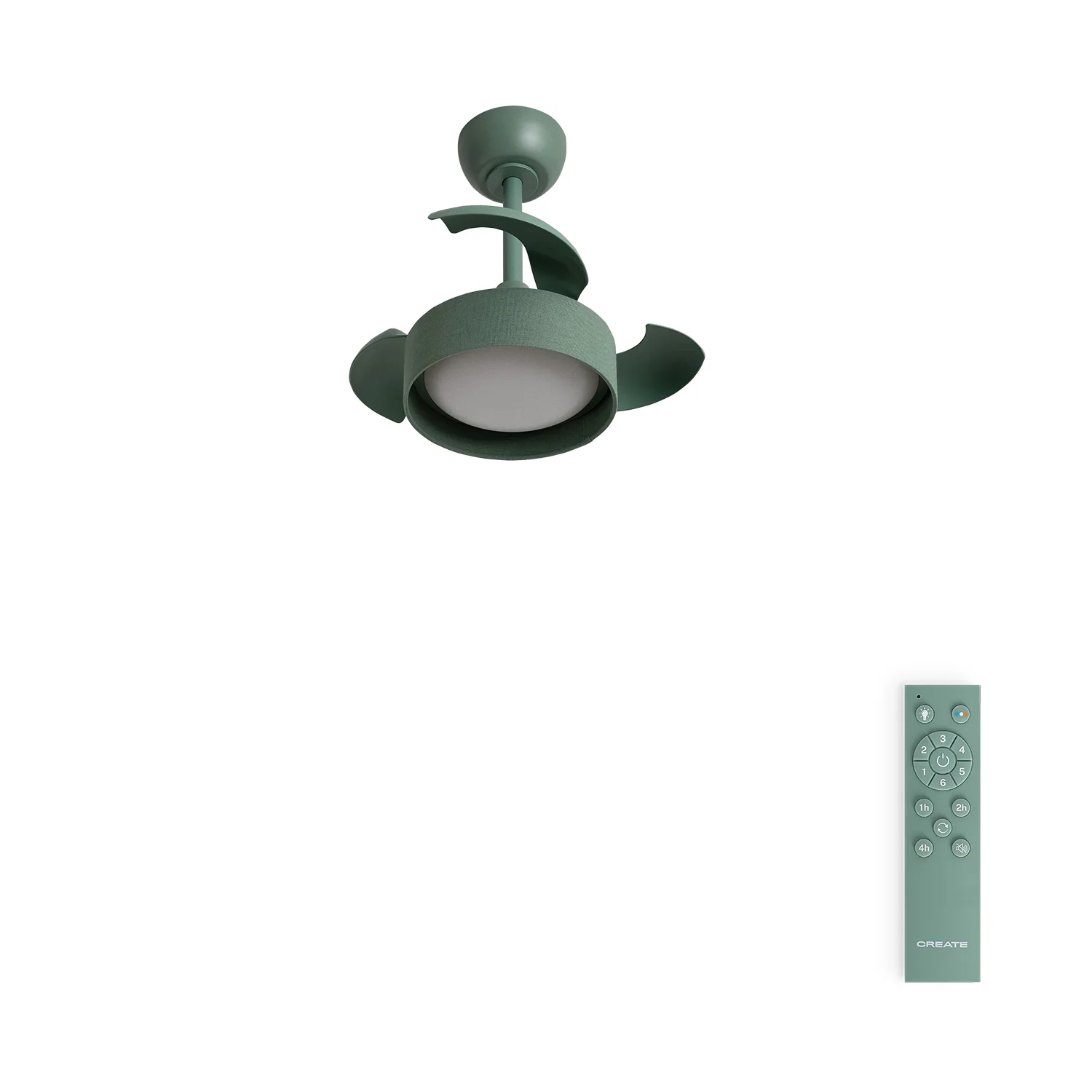 Create - 40w silent ceiling fan ø55cm retractable blades with led light - wind clear lamp