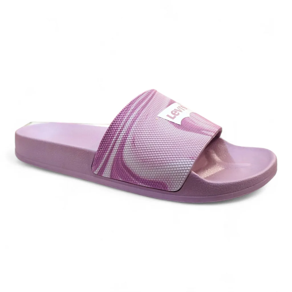 Pink/lilac girl printed Levis flip flops