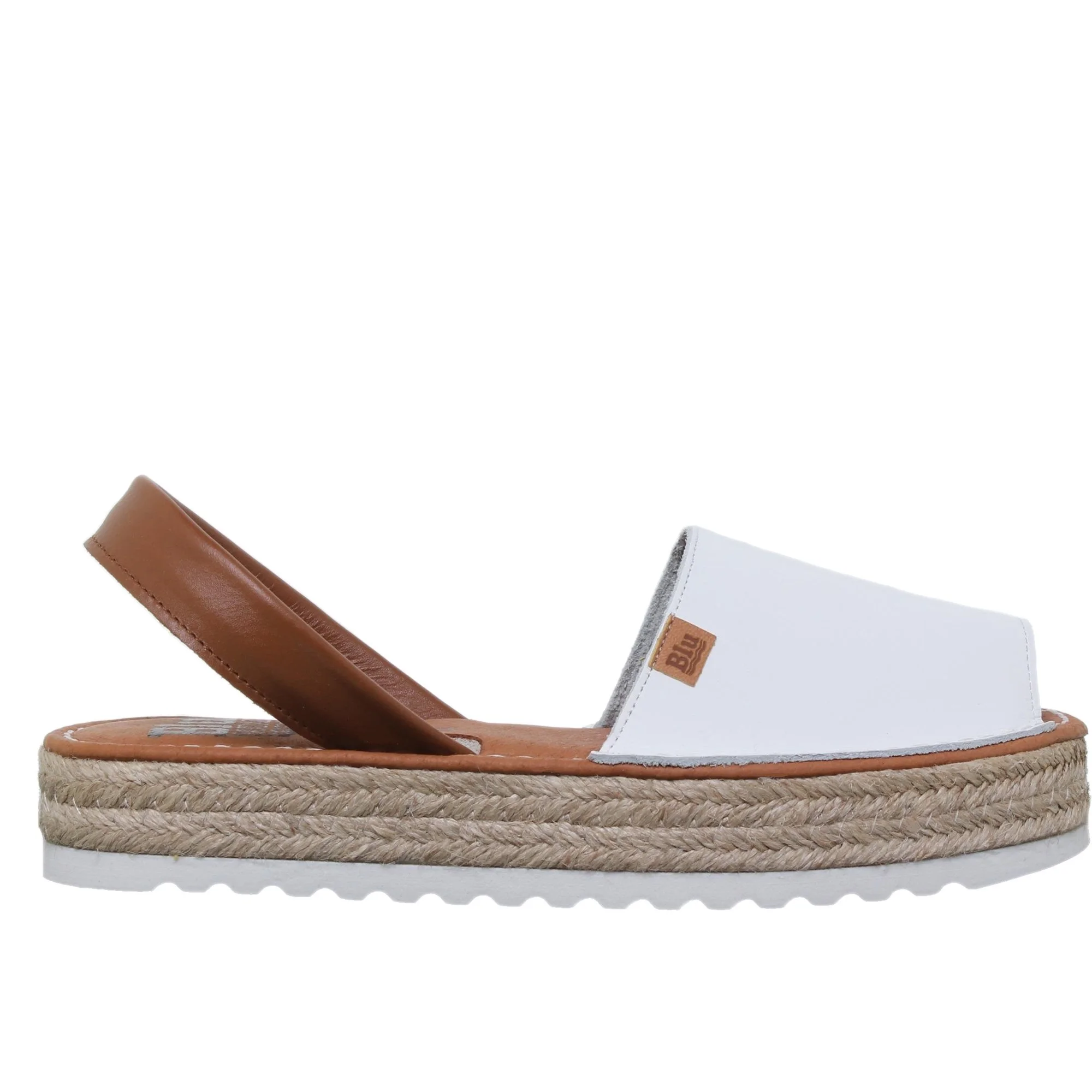 Blusandal Abarcas Sandalia Menorquinas Mujer Piel Blanco 9201BLU - Plataforma Acolchada