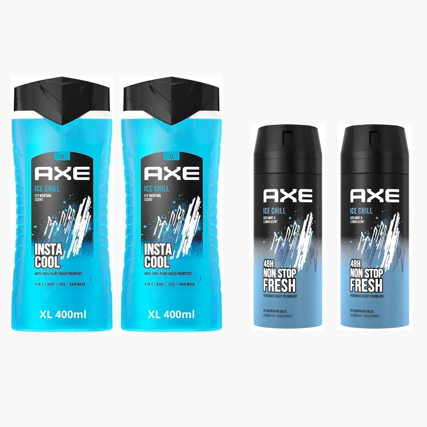 AXE - Lote 2 Gel ICE CHILL XL 400ml + 2 Desodorantes Ice Chill 150ml