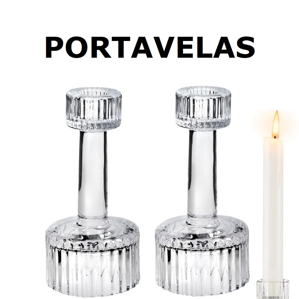 PACK 2 PORTAVELAS DE CRISTAL 7x15cm,cm,fespu