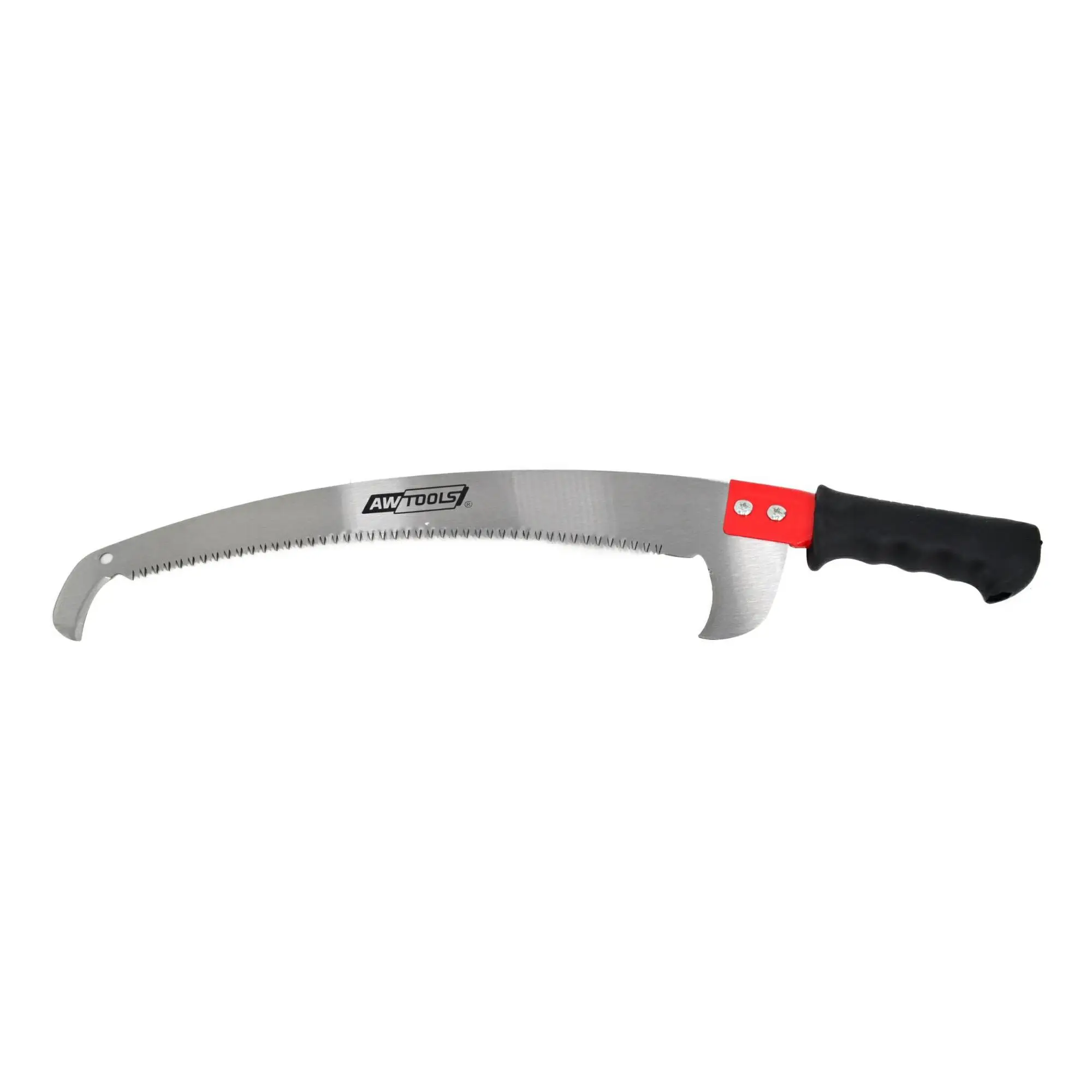 Awtools pruning saw with hook 430mm, features a durable design for easy branch cutting, perfect for gardening and landscaping tasks.