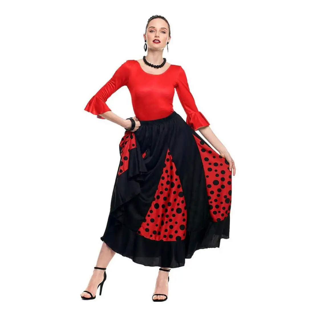 Parland Sevillana red and black moon keel skirt for women