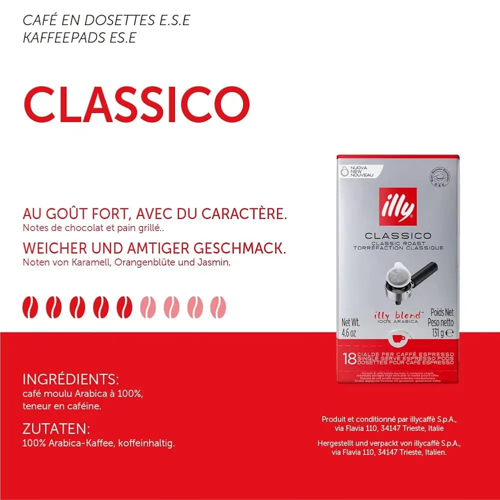 Illy cafe pack 6 monodose e.s.e clasico - 18 units - qumir