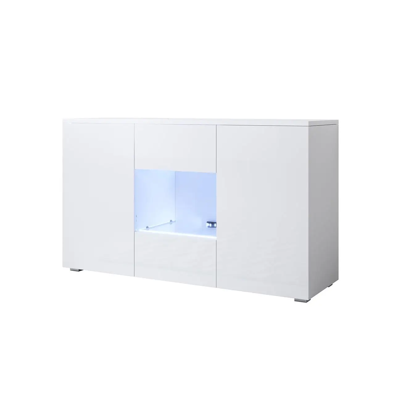 MB Muebles Bonitos - Aparador de salón, LED, Ancho 120cm, Colgante, Patas 2cm o 12cm, 2 puertas, 1 vitrina, Modelo Luke A2