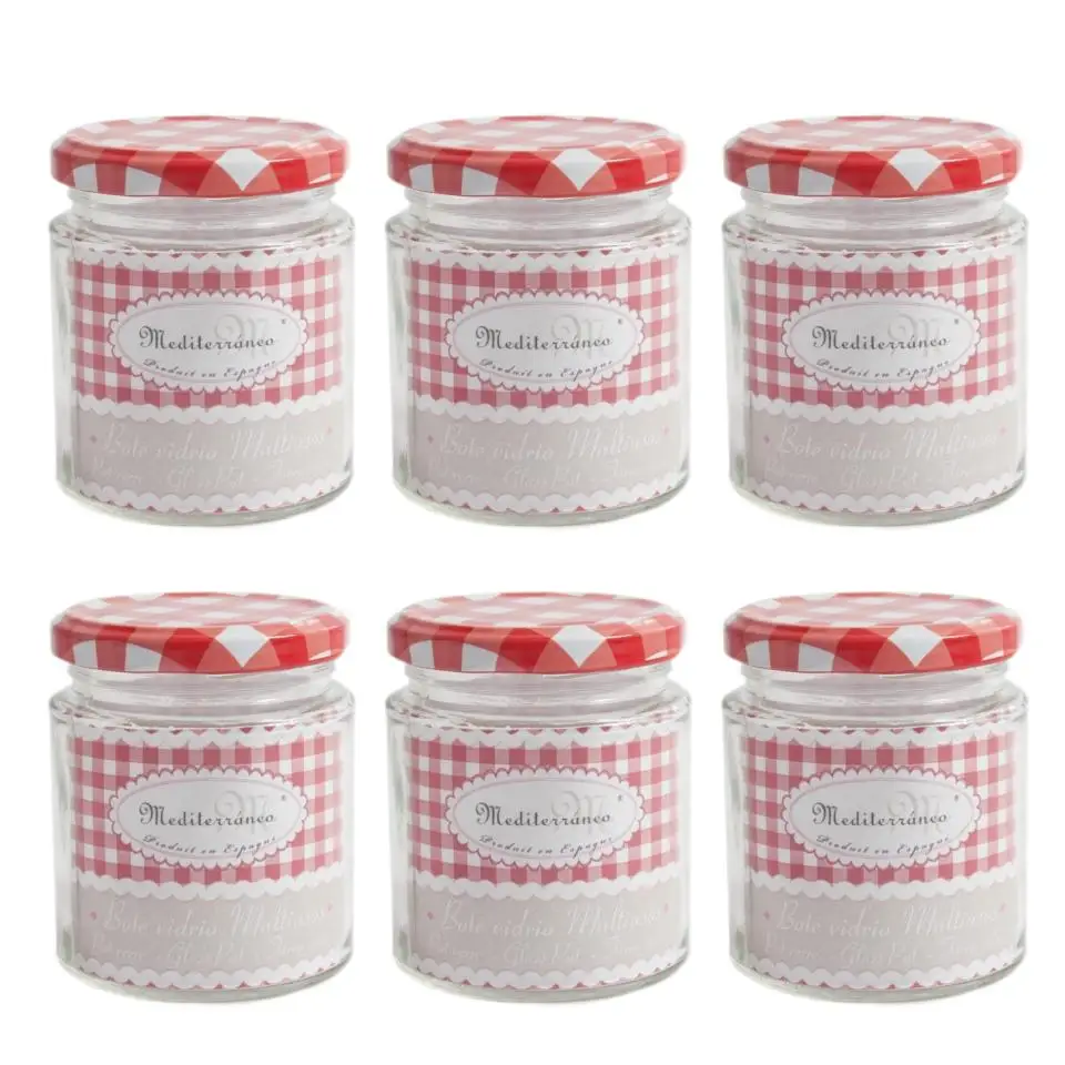 TRESV Set de 6 Botes de Cocina Almacenaje de Cristal, Tarros de Cristal con tapa 250cc, 330cc, 450cc y 1000cc, Aptos para lavavajillas