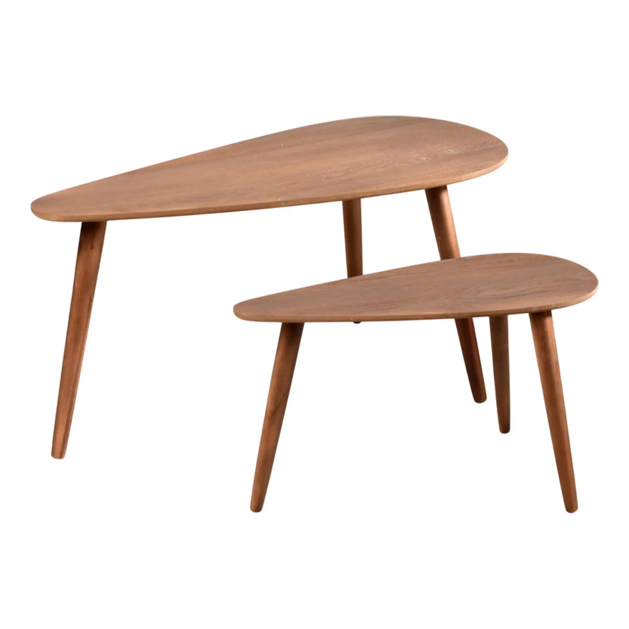 Well home set of 2 drop-shaped side tables, elegant and functional dark walnut color