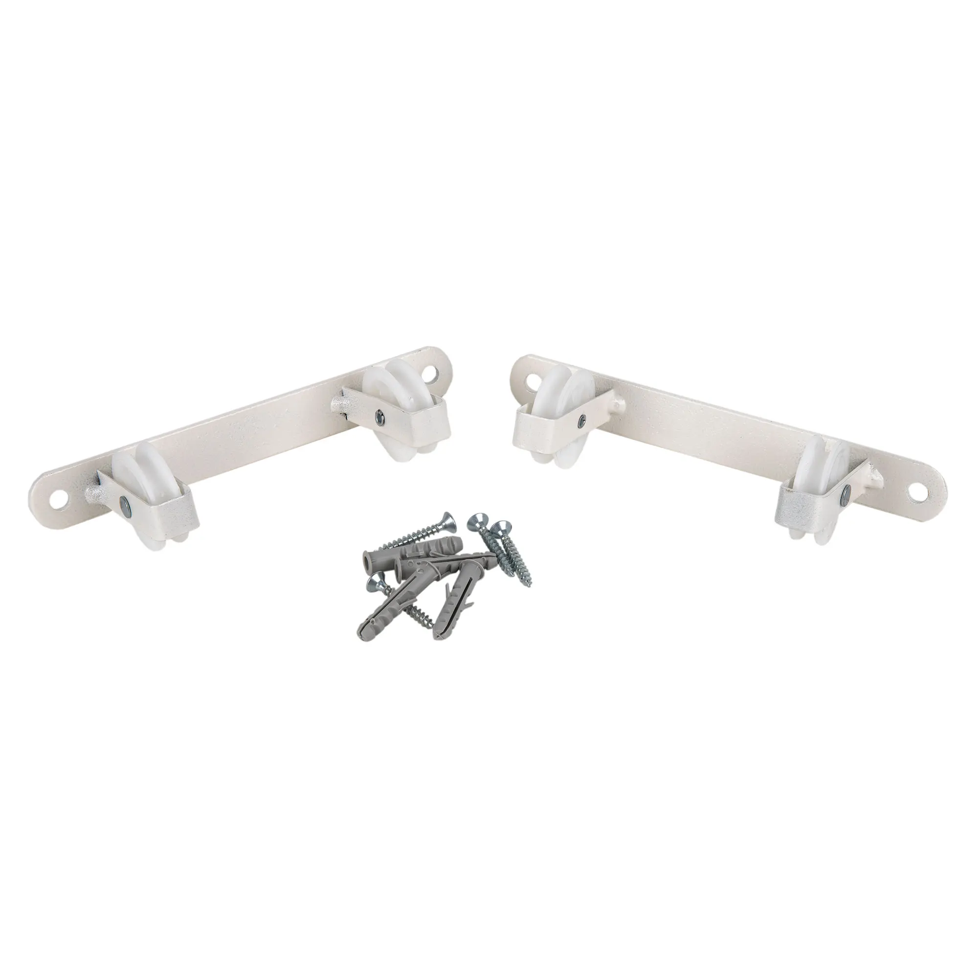 Cofan Tendedero Fijo de pared de dos piezas | Cada pieza contiene con 2 poleas | Color Blanco | Medidas: 20 x 6,5 x 2,5 cm