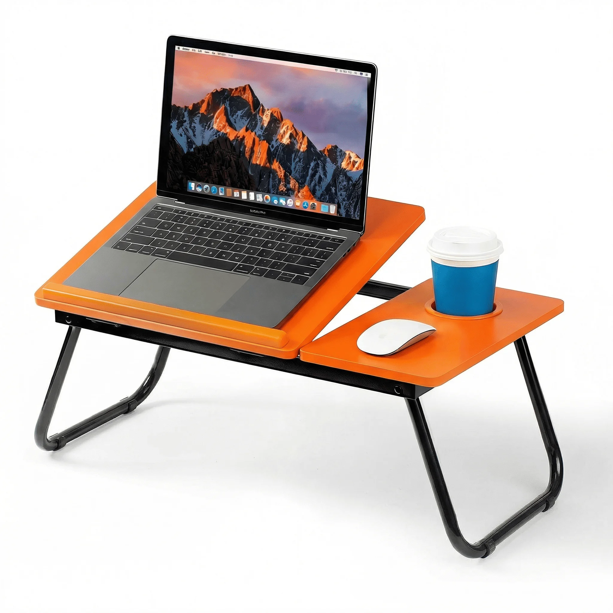 Mesa perezosa multifuncional, Mesa plegable portátil multifuncional de una pieza para cama, mesa de cama plegable portátil, escritorio de ordenador ajustable en altura con portavasos para cama y