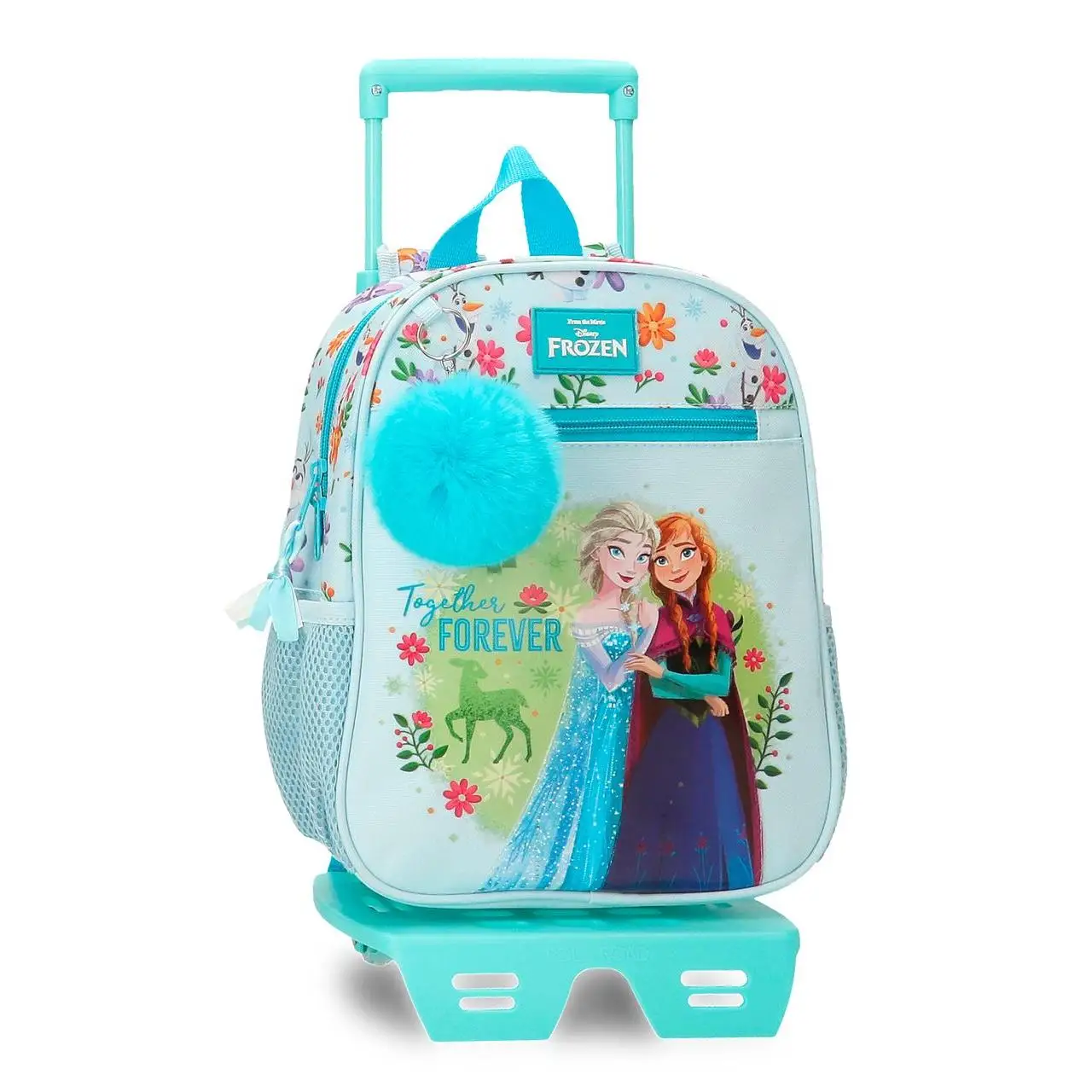 Mochila escolar con carro Frozen Forever 23x28x10cm Azul Claro