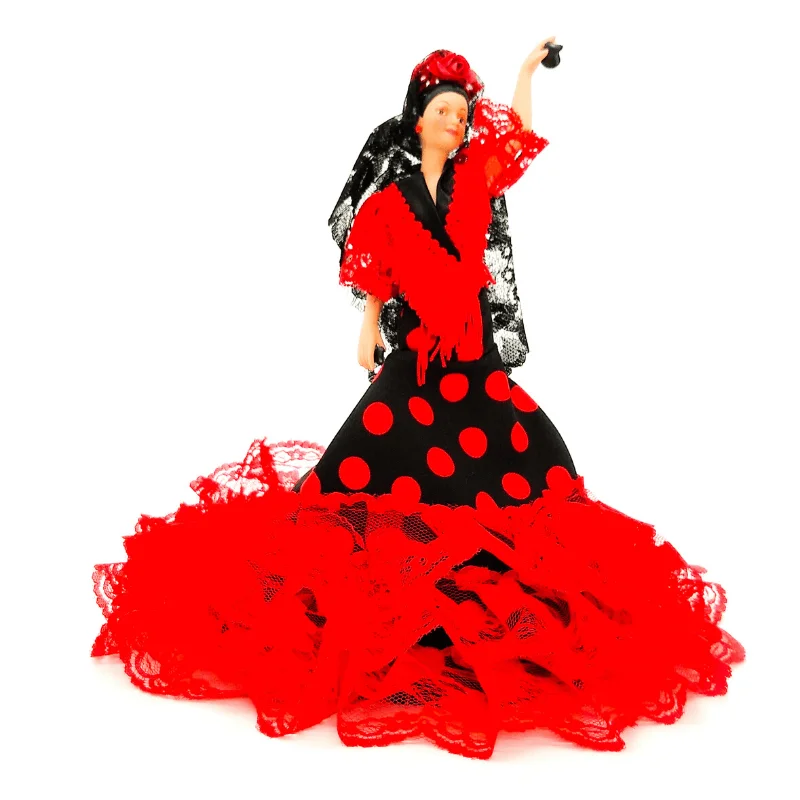 Flamenco andalusian porcelain doll 28 cm. Typical regional dress andalusia, manufactured in spain by folk artesanía dolls. #2