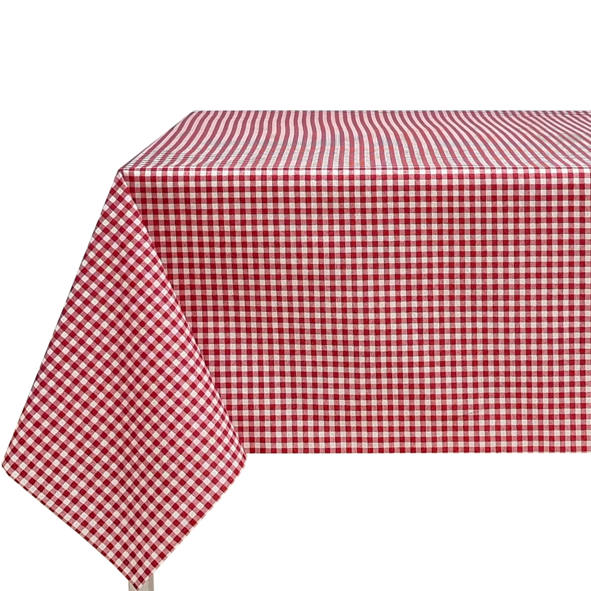 Mantel de tela resinada impermeable y antimanchas, diseño de cuadros rojos clásicos, fácil de limpiar, ideal para cocina, comedor o terraza