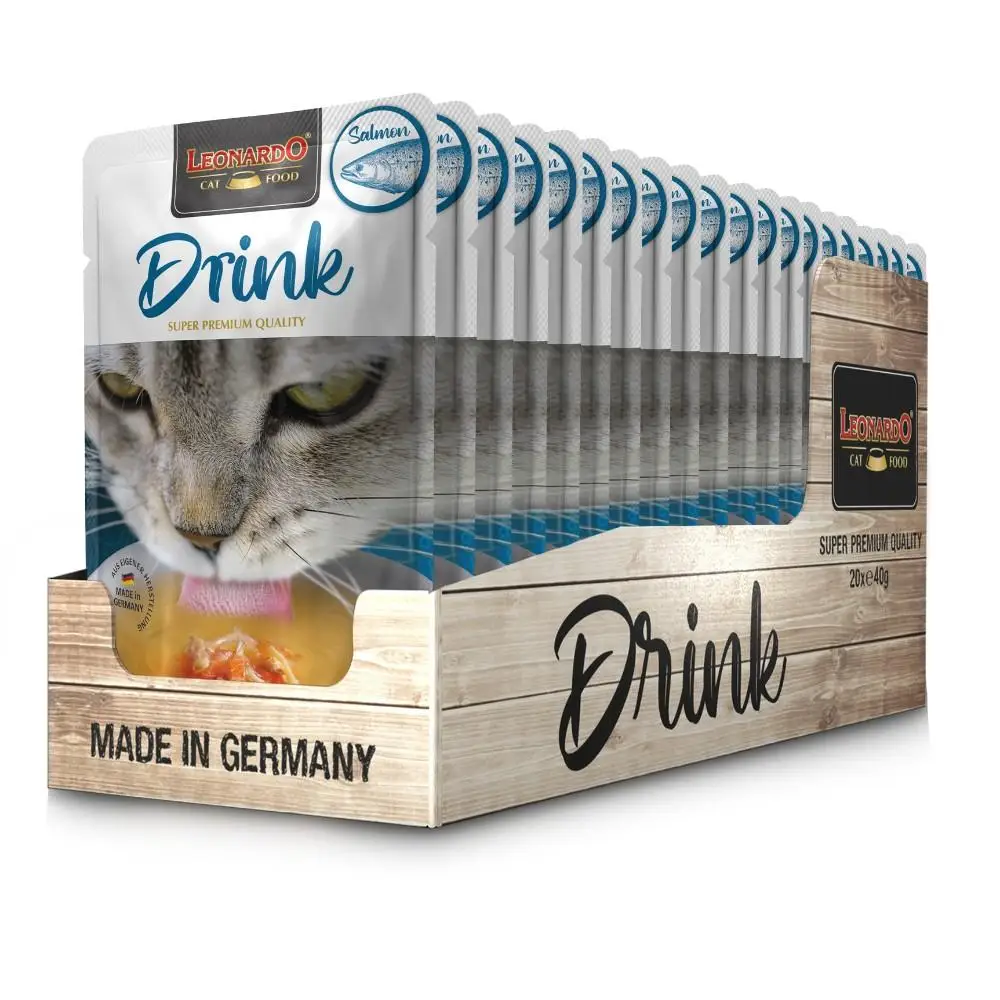 Pack 20X40 Gr - Leonardo Drink. Cat Soup-Supplementary Food for Adult Cats-Promotes Liquid Intake