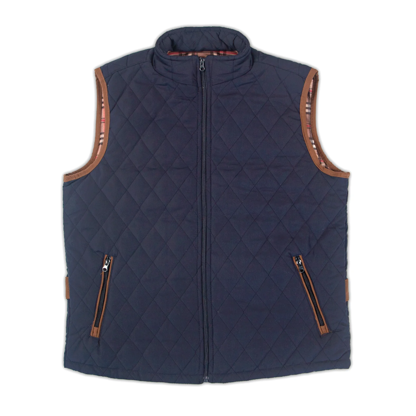 S & C-men's vest-men's rhombus vest-padded vest-outer Polyester fabric-underneck in anellina-with two pockets and zipper-made in Spain