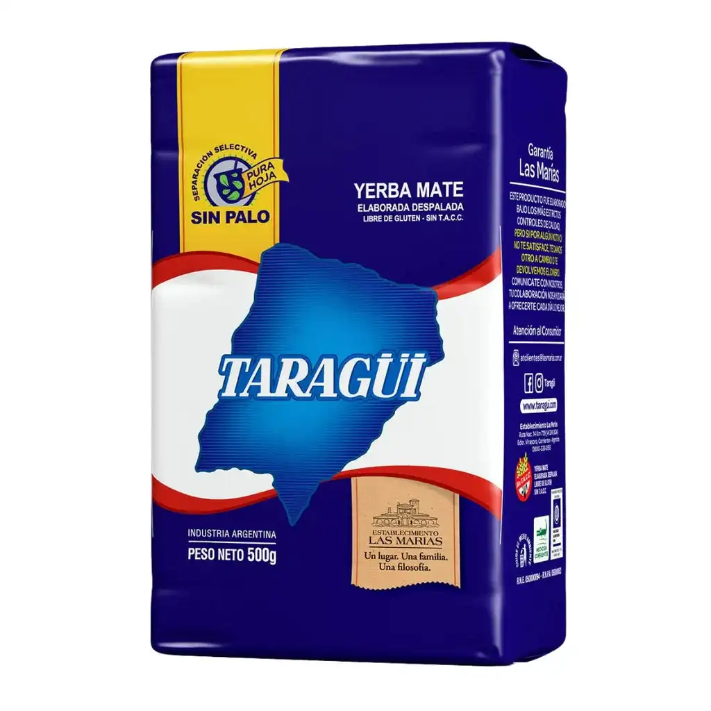 Taragüi Yerba Mate Sin Palo 500g - Ideal para Mate Auténtico y Sabroso - QUMIR
