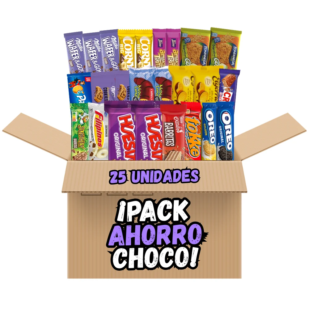 Choco Mix - Pack Ahorro de Barritas y Galletas de Chocolates (25 uds)
