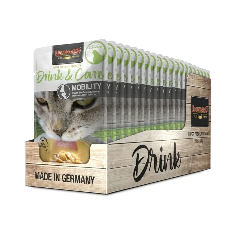 Pack 20X40 Gr - Leonardo Drink Care Mobility Sopa Pollo para Gatos