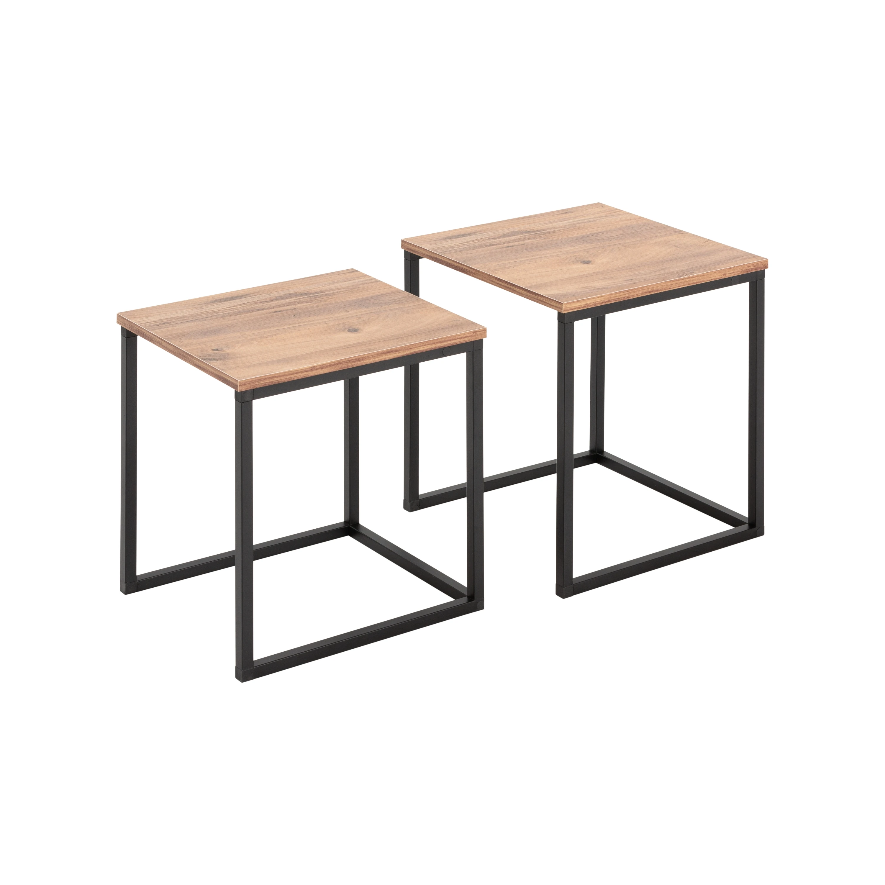 Ninguno Myoshome - Set De 2 Mesas Nido Salón - Mesa Auxiliar Estilo Industrial, Ideal Como Mesa Auxiliar Sofá Y Mesas De Centro Pequeñas De Color Atlantic Pine 44 X 45 X 52 Cm. Atlas