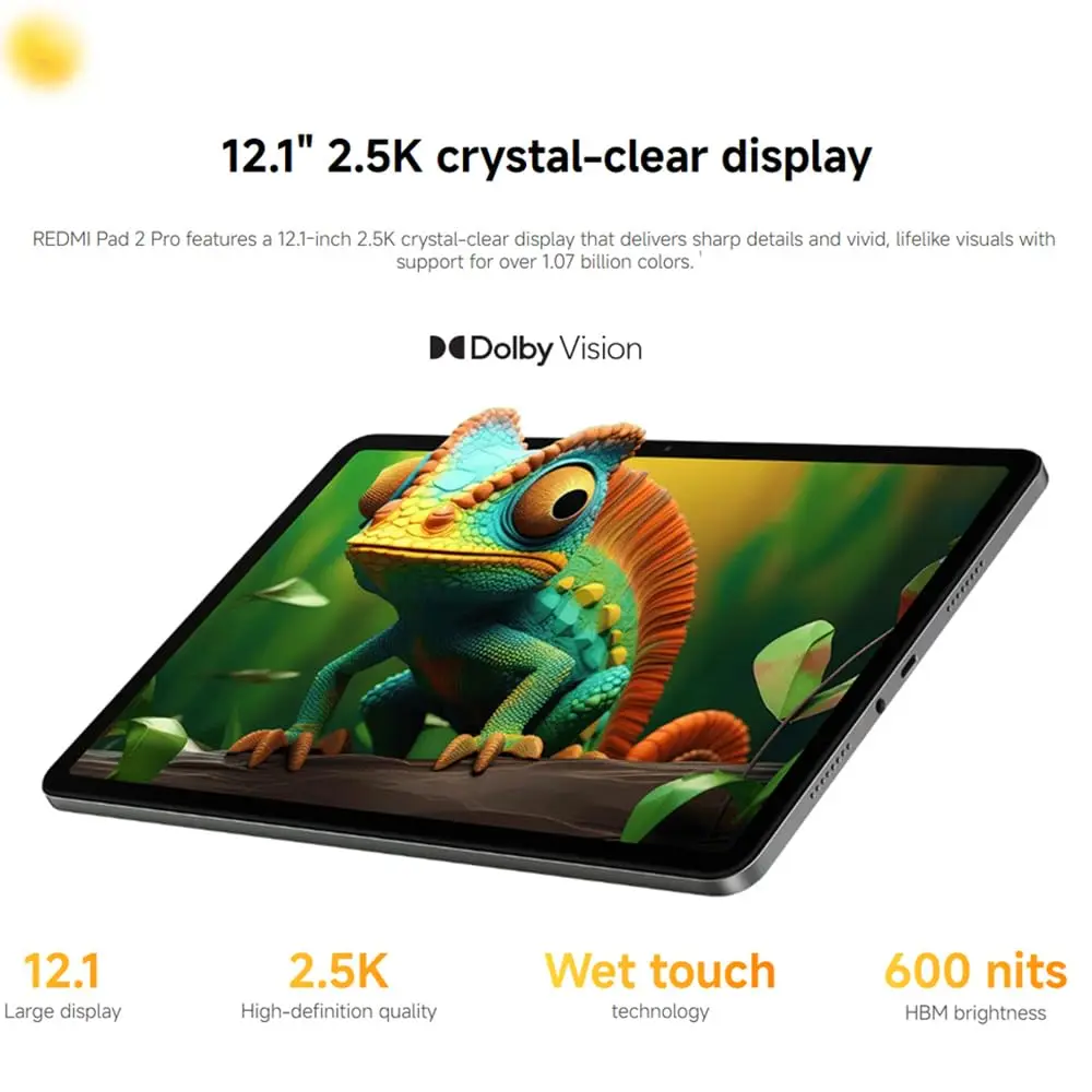 Tableta Xiaomi Redmi Pad 2 Pro 6 GB + 128 GB, 8 GB + 256 GB ,Wi-Fi 6 Pantalla crystal-clear de 12,1″ con resolución de 2,5K 12 000 mAh (Cargador no incluido) 9