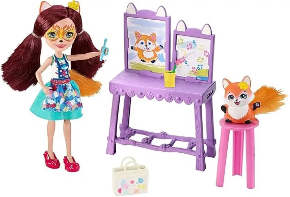 MATTEL: Felixity Fox mascot we will paint Enchantimals doll with accessories-Original gift-recommended age over 3 years