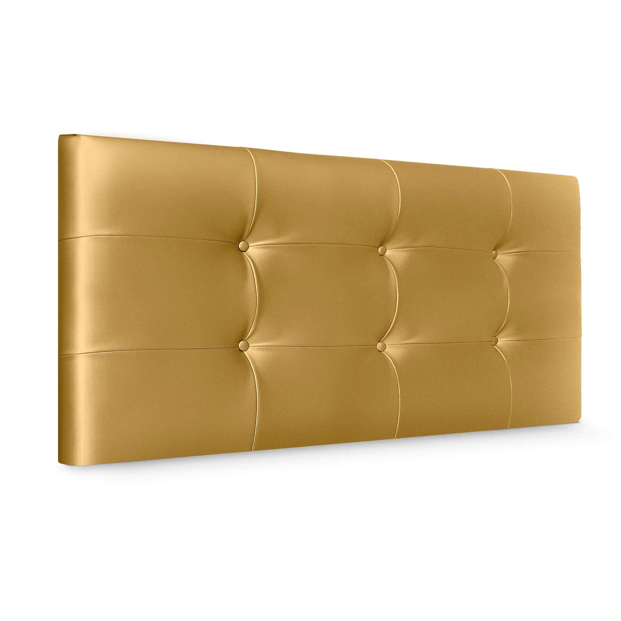 DHOME Cabecero Capitone Tapizado Polipiel o Tela Acualine con 8cm de Grosor Cabezales de Cama Acolchado Capitoné Cabeceros de Cama (Dorado Polipiel)