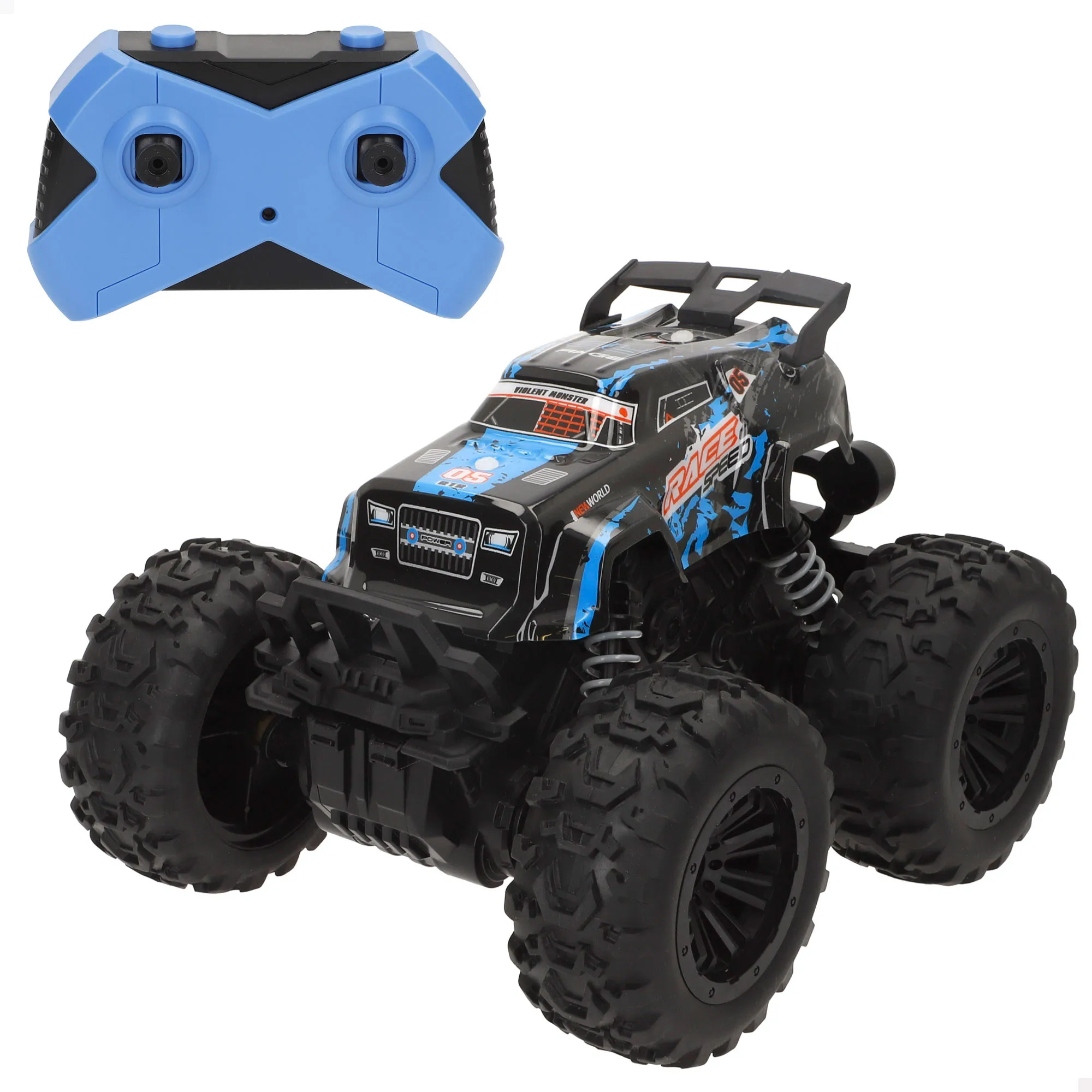 Speed & Go - Coche teledirigido a escala 1:16, ruedas grandes de goma, 6 direcciones, frecuencia 2.4 GH.z, velocidad de 9 km/h, alcance de 25 metros, carga USB, radiocontrol niño, control remoto,