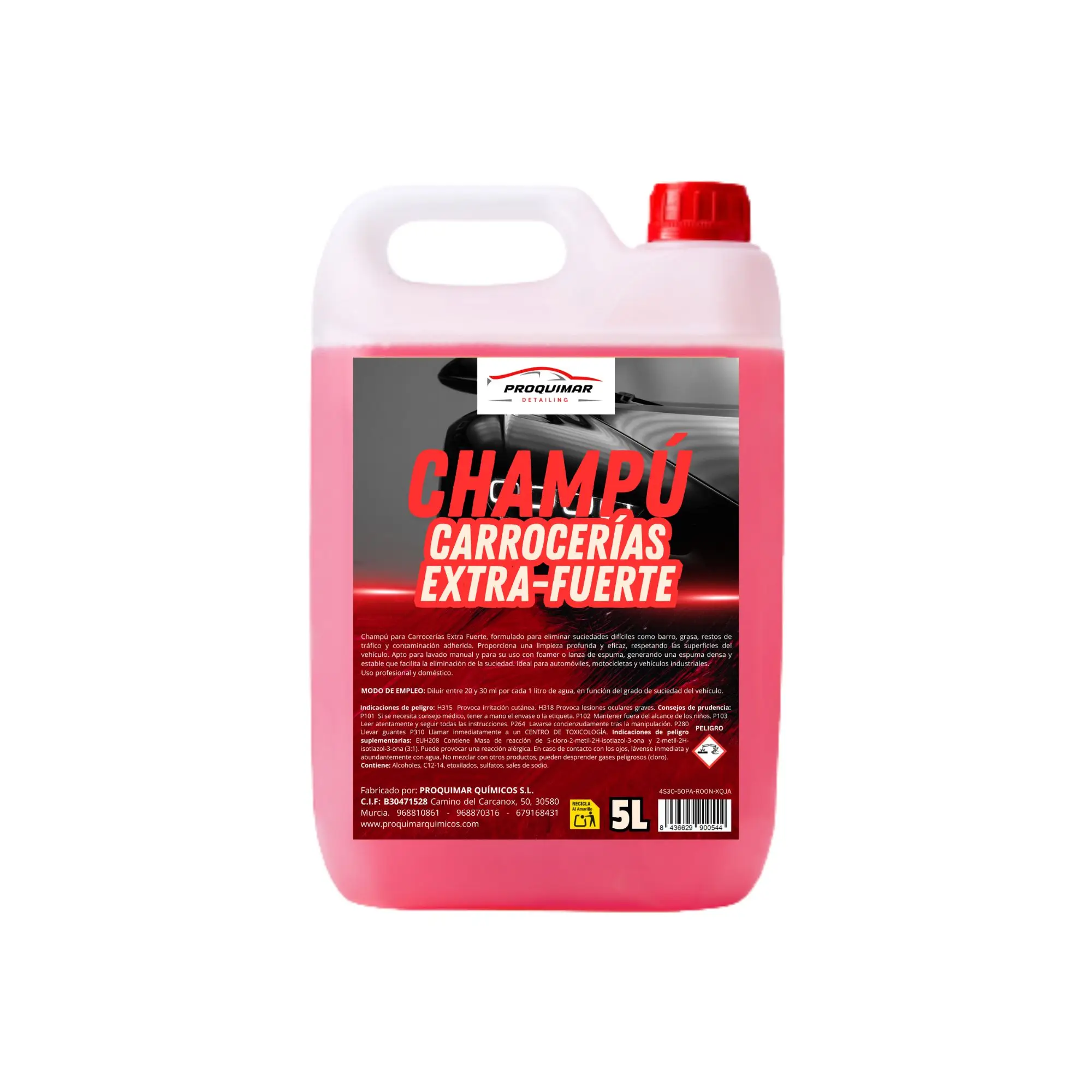 CHAMPÚ DE CARROCERÍA. LIMPIADOR DE CARROCERÍAS EXTRA FUERTE. PARA SUCIEDADES DIFÍCILES. GARRAFA 5 LITROS