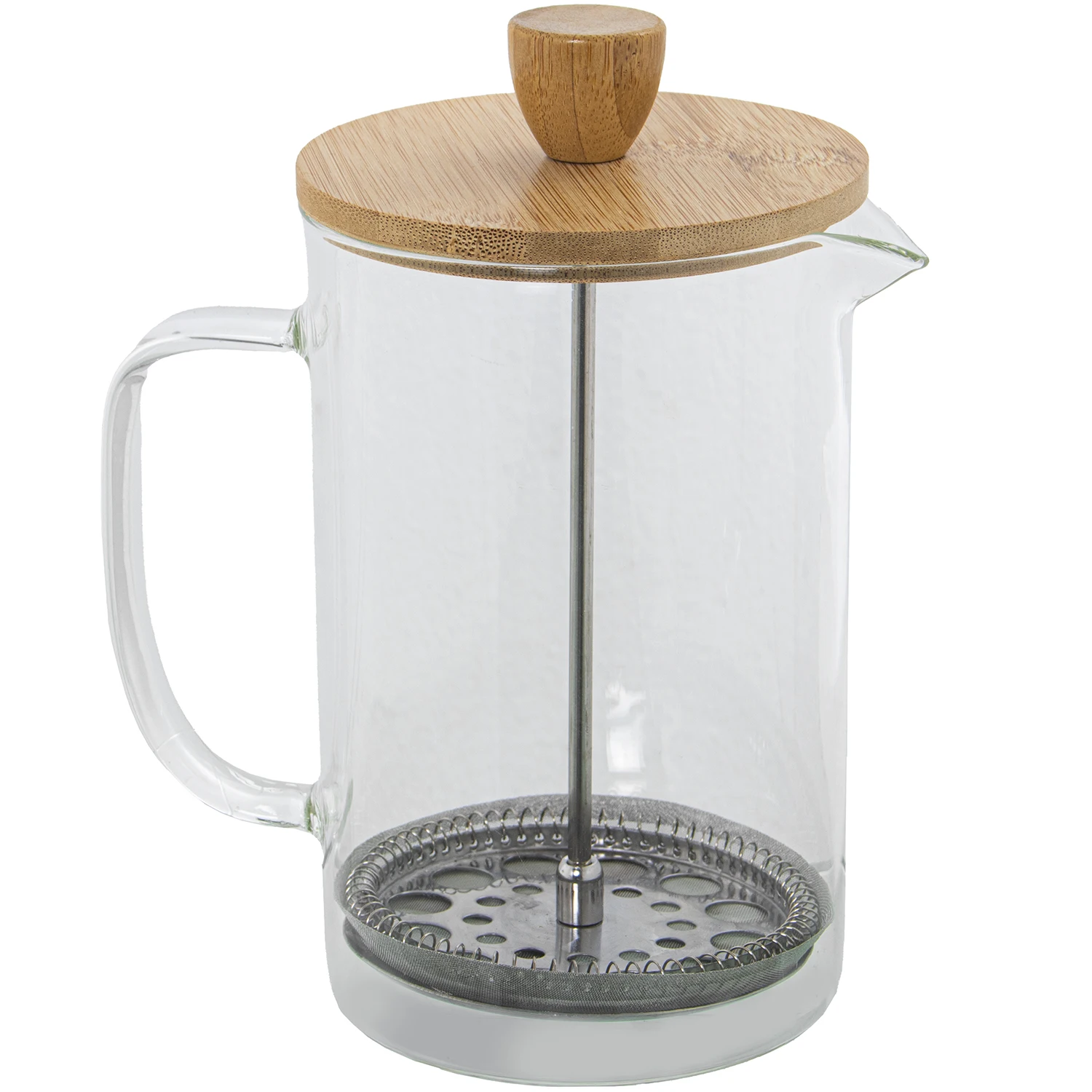 Cafetera embolo 800ml cristal, tapa bambu, prensa acero inox 10x15x19cm cristal borosilica