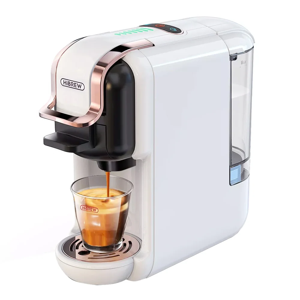 Máquina de café en cápsulas HiBREW H2B 5 en 1 - Compatible con 4 cápsulas de café y café espresso molido, prepara café frío, espresso, capuchino y Long Black. Máquina de café para cocina de hotel