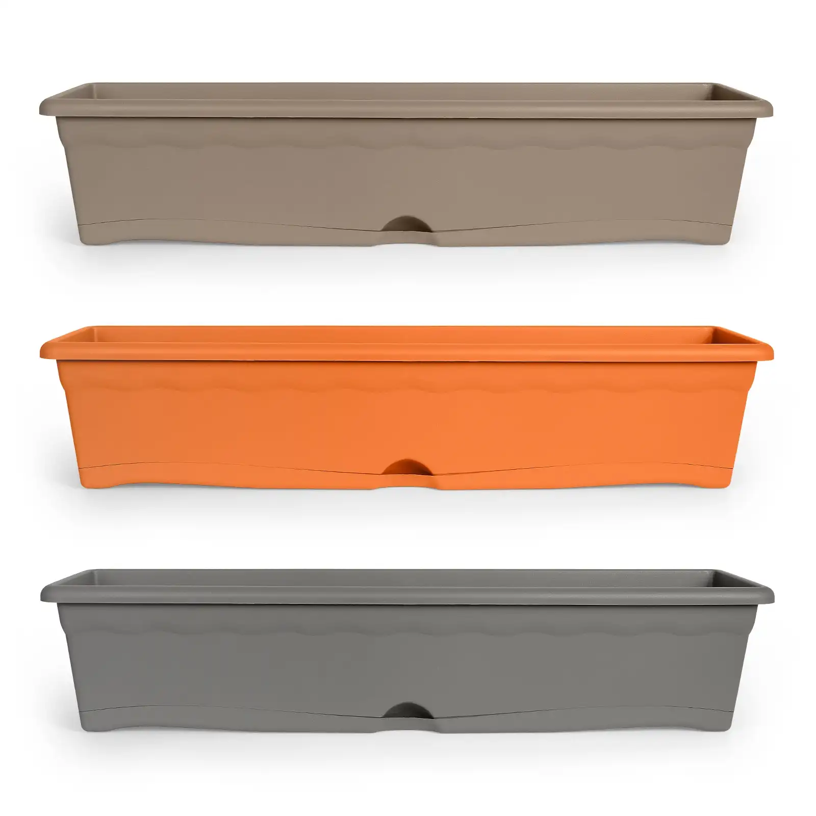 Plastiken TERRA-planter with integrated dish. Measure 80 cm 16L. Terracotta