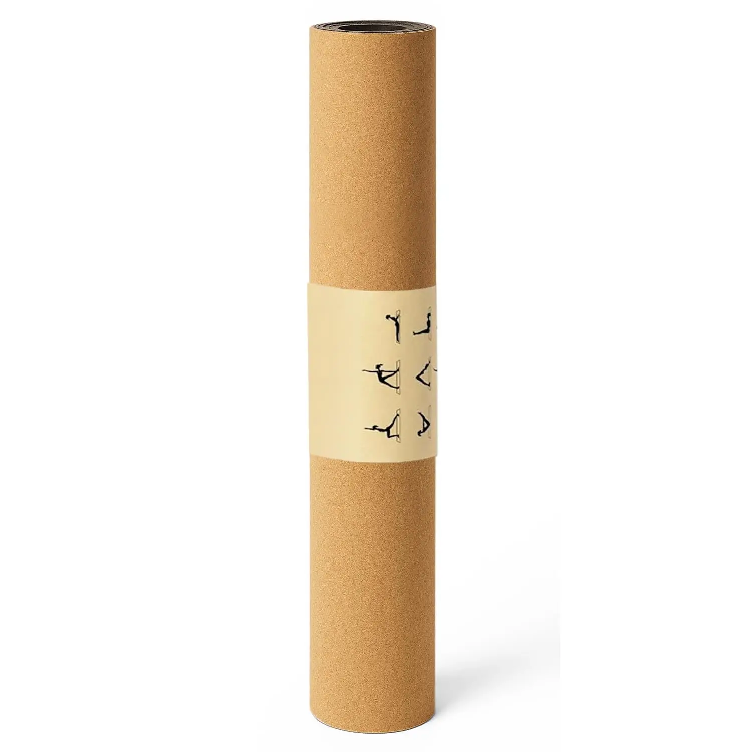 Eurasia store - yoga, fitness or pilates mat, made of resistant natural cork with non-slip base, measurement 60 x 180 cm, includes carrying handle with exercise illustrations