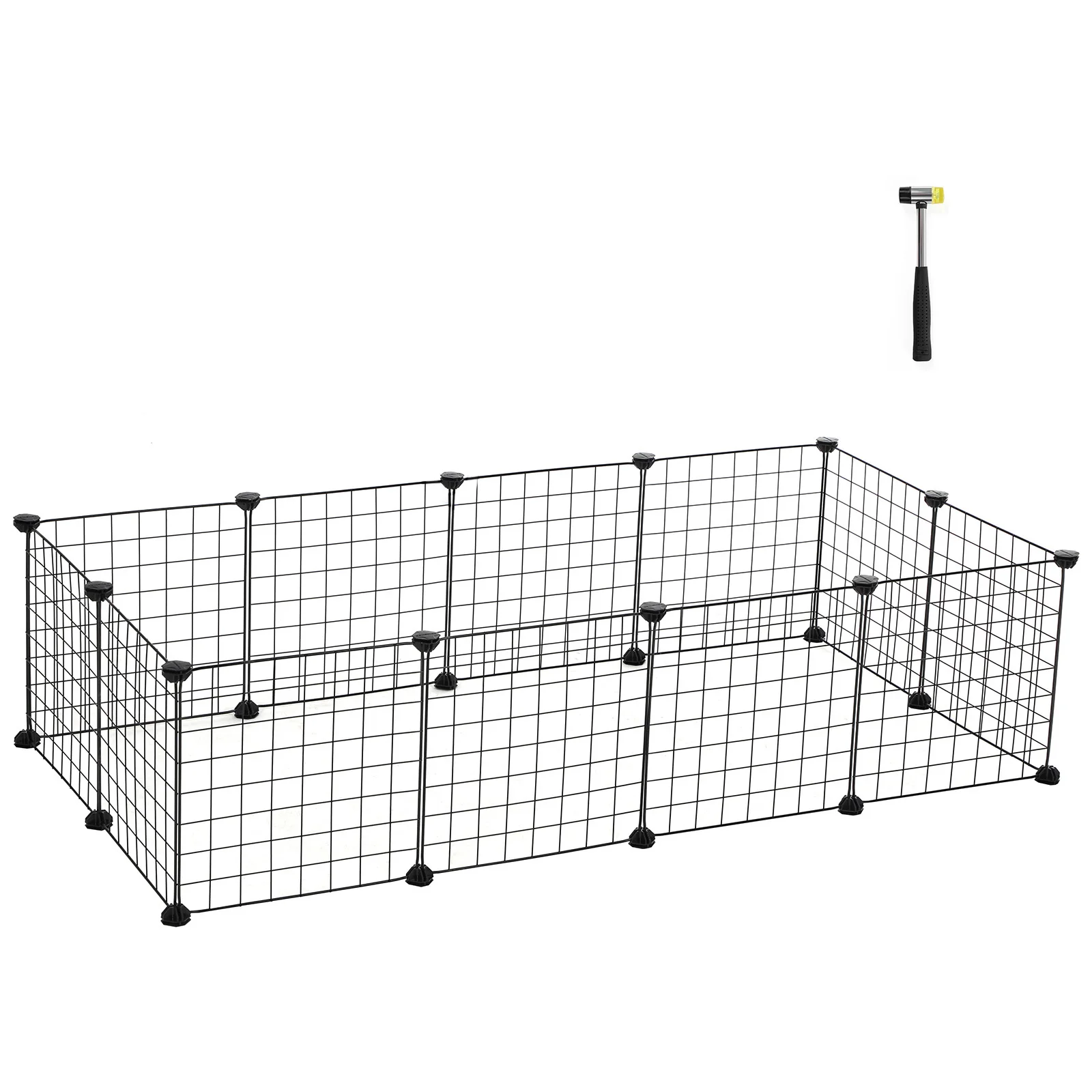 SONGMICS Jaula para Mascotas, Valla Metálica para Hámster, Conejitos, Parque de Mascotas en Bricolaje, para Animalitos, Negro/Blanco